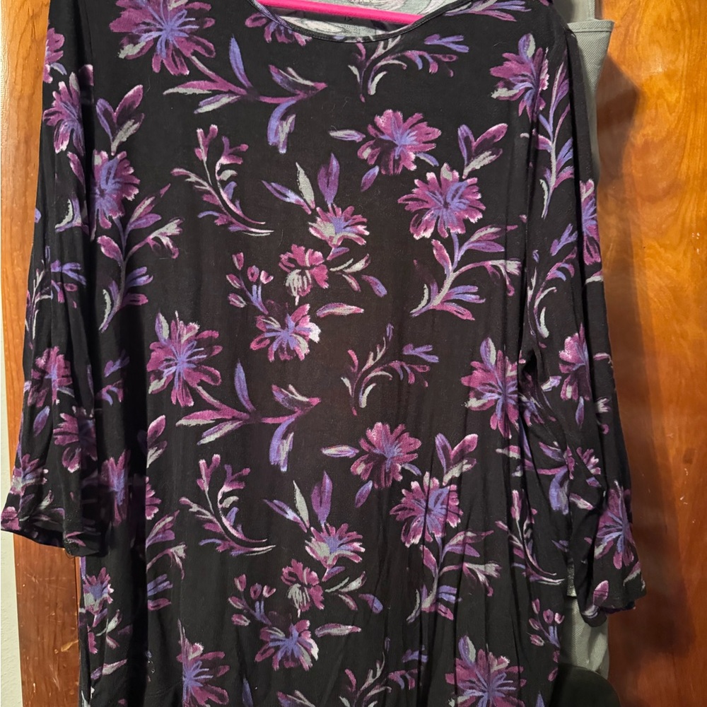 Floral Black and Purple Top